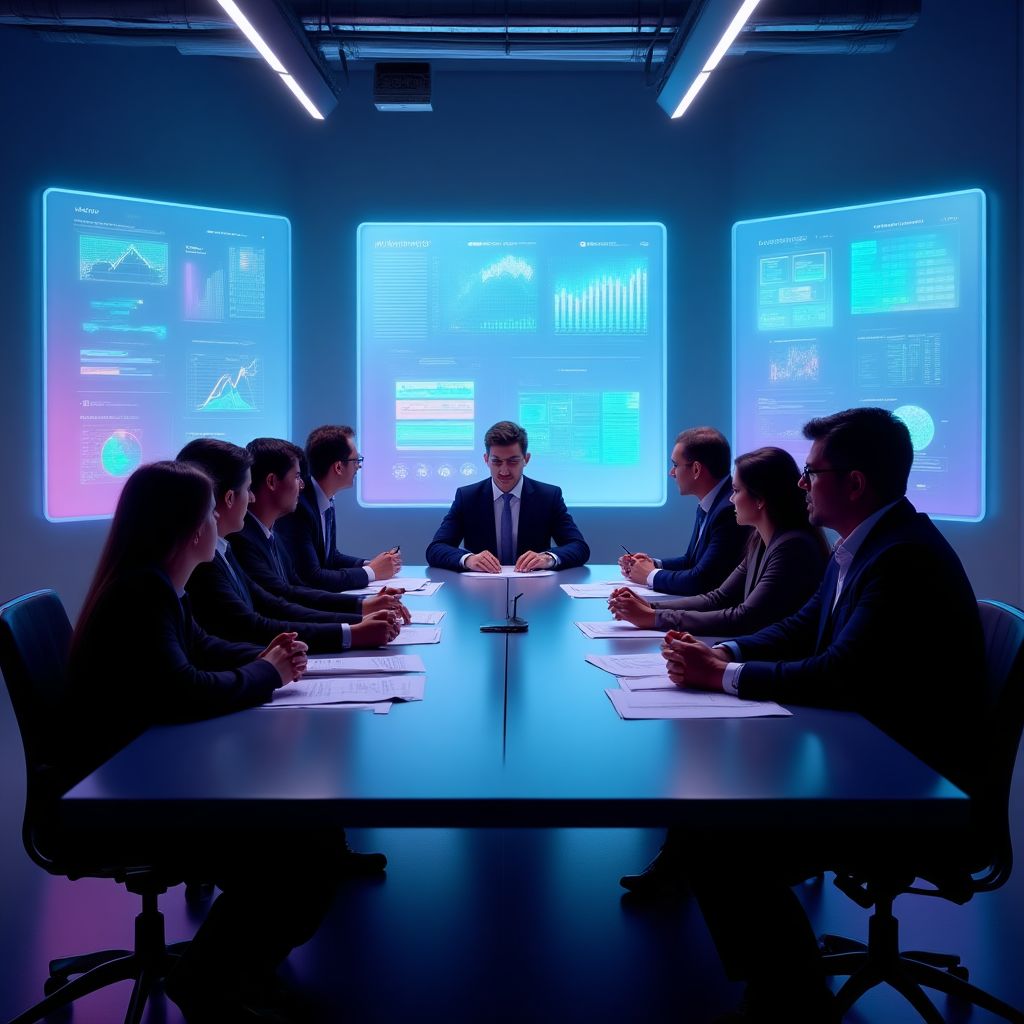 Equipo directivo en reunión estratégica